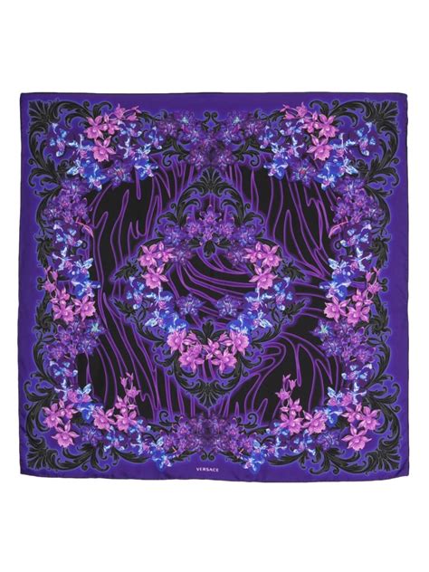 versace floral print scarf|Versace printed silk scarf.